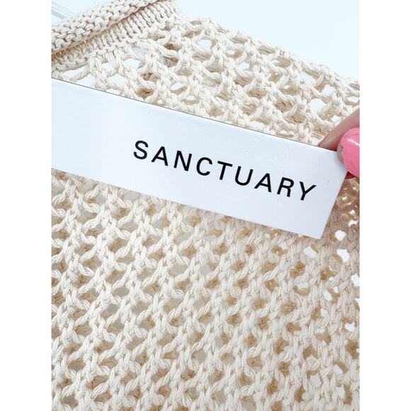 SANCTUARY Sweater Size XS NEW Cotton Open Knit Muslin Cream Sweater - Picture 3 of 8